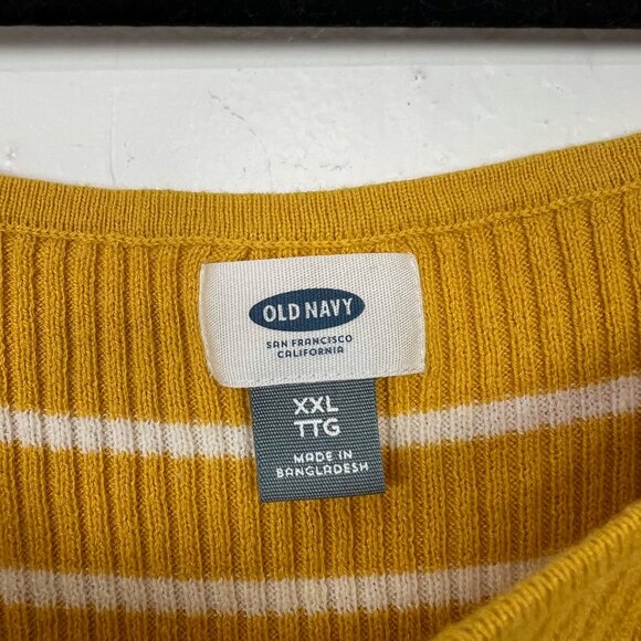 Old Navy Yellow Striped Square Neck Sweater XXL - Picture 2 of 4
